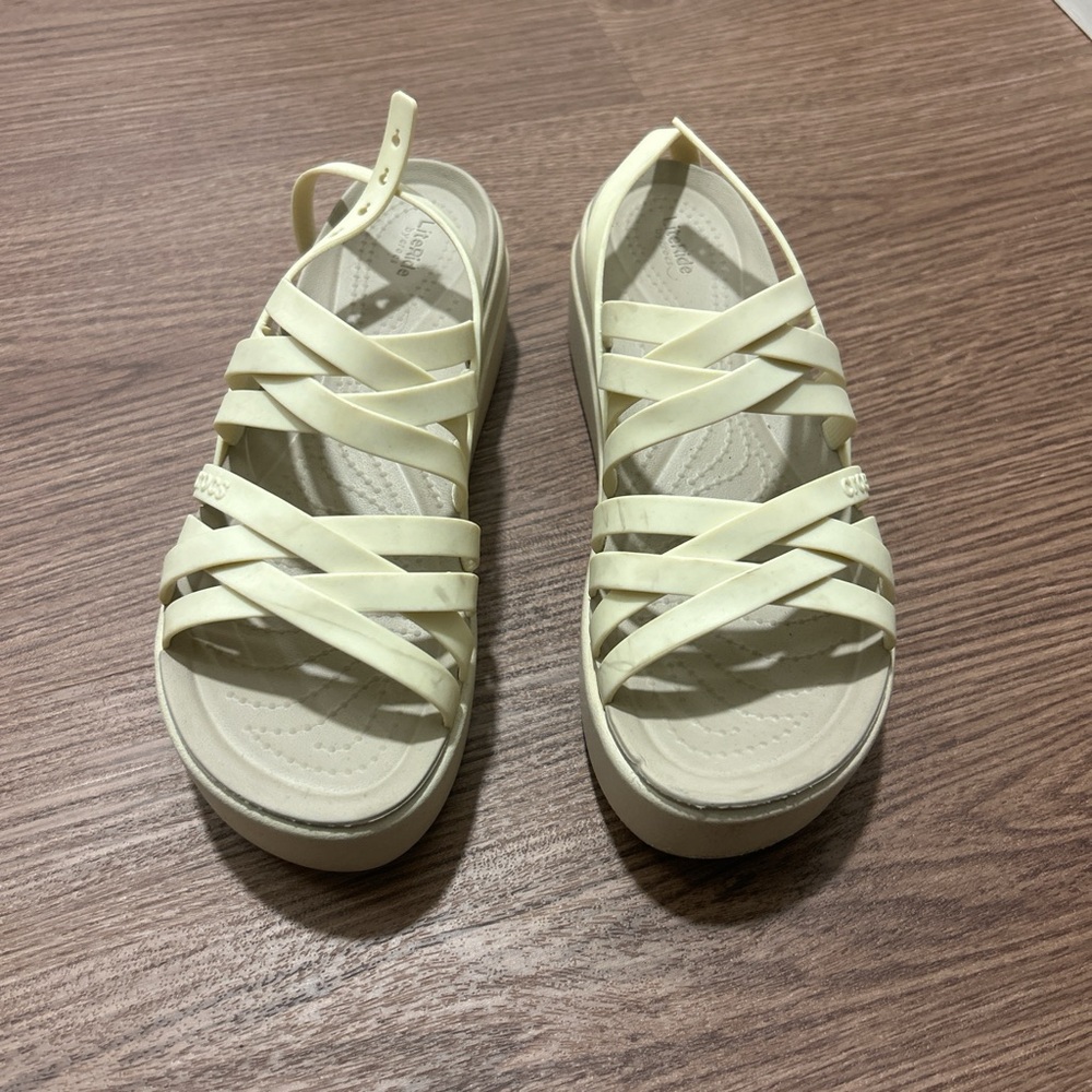 Sold! Women's Cream Strappy Croc Sandals